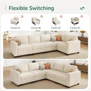 HONBAY Corduroy Modular Sectional Sofa with 5 Seaters, Sectional Corner Sofa with Chaise, L Shape Couches for Living Room, Beige by CozyNest Decor