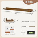 Picture Ledge Wall Shelves 36 inch Width Set of 2, Solid Pine Wood Rustic Floating Ledge Shelves for Wall for Kids' Room Bedroom Kitchen Bathroom Living Room Nursery Display Wall Decor, Walnut by TinyTreasures Baby Boutique
