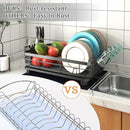 Godboat Dish Drying Rack, Dish Rack with Auto-Drain & Mat, Dish Drainers for Kitchen Counter, Glass Organizer for 4 Cups, 3 Slots Utensil Holder, Gifts for Women Mothers Day, Kitchen Gadgets & Decor by CozyNest Decor
