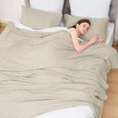 PHF Ultra Soft Waffle Weave Throw Blanket 50"x 60"- Washed Lightweight Breathable Cozy Woven Blanket for Bed - Aesthetic Decor for Couch Bedding Sofa Home Car - Light Khaki/Linen by CozyNest Decor