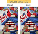BLKWHT 4th of July Cardinal Bird Garden Flag 12x18 Vertical Double Sided Red Blue Floral Memorial Day Independence Day Holiday Outside Decorations Burlap Yard Flag BW824 by GreenHaven Gardens