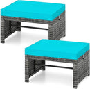 Tangkula 2 Pieces Patio PE Rattan Ottomans, Multipurpose Outdoor Footstool Footrest Additional Seating Side Table with Soft Zippered Cushions for Deck, Garden, and Yard (Turquoise) by CozyNest Decor
