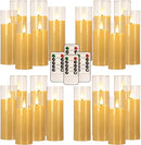 24-Pack Acrylic LED Flameless Pillar Candles with Remote & Timer, Battery Powered - Perfect for Indoor/Outdoor Decor,Wedding,BBQ and Gift - Easily Create a Magical Atmosphere. by CozyNest Decor