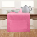 Solino Home Linen Table Runner 36 Inches - 100% Pure Linen Flamingo Pink Hemstitch Table Runner 14 x 36 Inch Ideal for Dresser and Coffee Tables - Halloween - Classic Hemstitch by CozyNest Decor