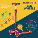 3-Wheel Kids Scooter with Multi-Color Lights on Deck & Wheels – 5-Height Adjustable Handlebar, Wide Anti-Slip Deck, Child Safety Certified, Boys & Girls Ages 3+ Supports Up to 150 lbs by TinyTreasures Baby Boutique
