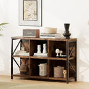 6 Cube Storage Organizer Bookshelf, Industrial Horizontal Bookcase, Accent Cubby Shelf, Media Console Table for Living Room, Home Office, 47.2 Inches, Rustic Brown by CozyNest Decor