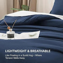 Litanika California King Comforter Set Navy Blue - 3 Pieces Cal King Lightweight Soft Plain Bed Comforter, Oversized Down Alternative Bedding Set - Machine Washable (104x96In, 2 Pillowcases) by CozyNest Decor
