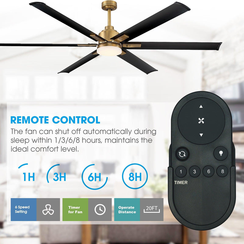 72" Bankston Modern DC Motor Downrod Mount Reversible Ceiling Fan with Lighting and Remote Control
