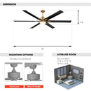72" Bankston Modern DC Motor Downrod Mount Reversible Ceiling Fan with Lighting and Remote Control
