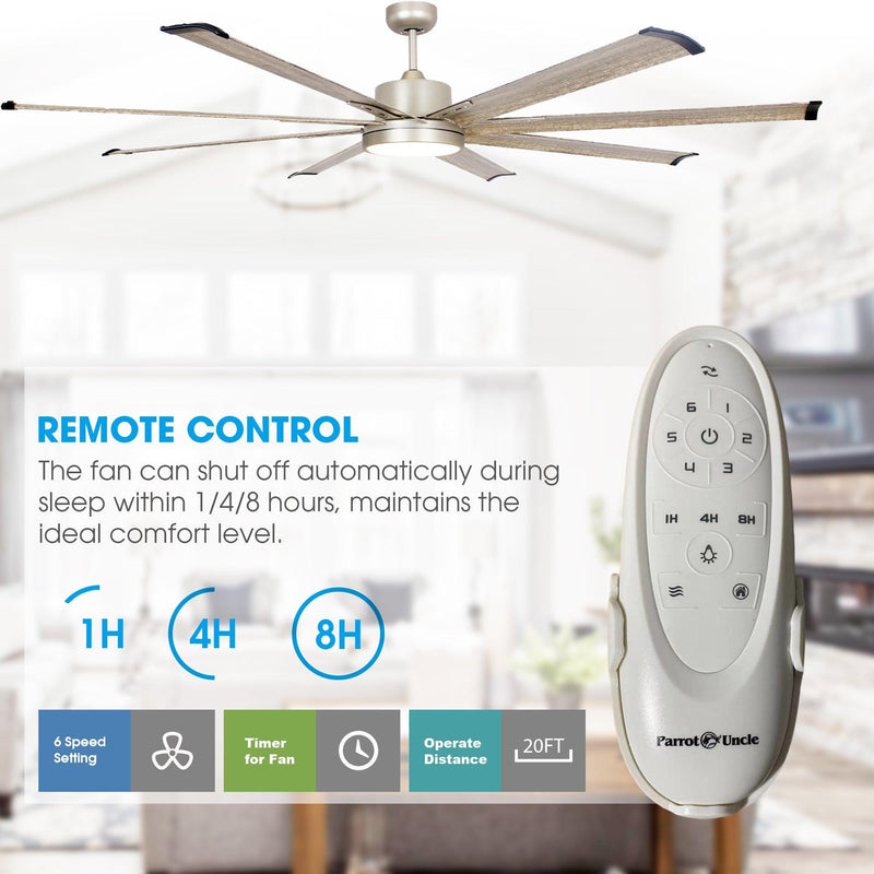72" Bankston Modern Satin Nickel DC Motor Downrod Mount Ceiling Fan with LED Lighting and Remote Control