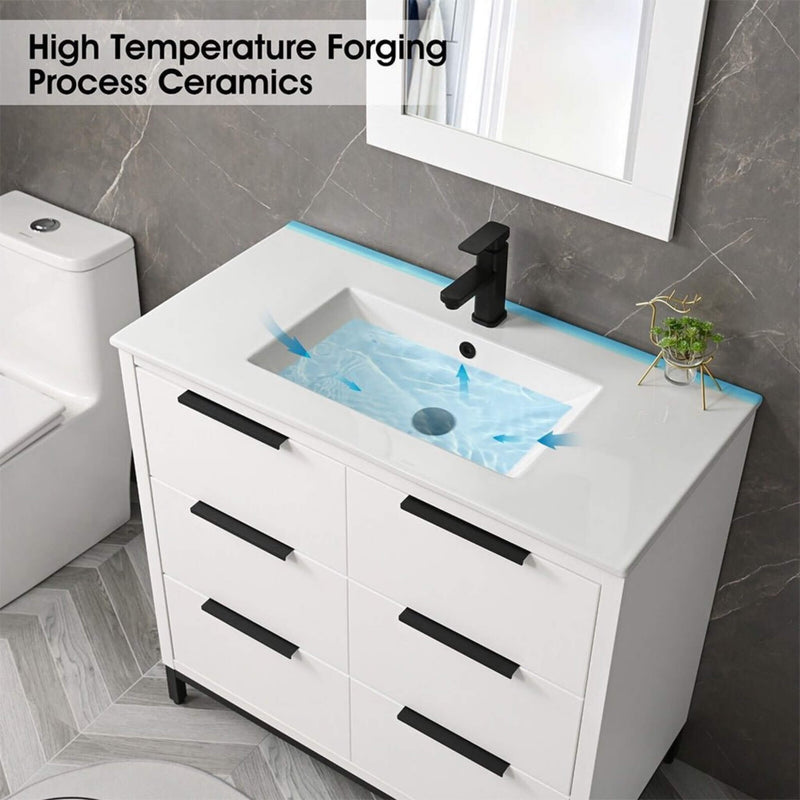 72" Bathroom Vanity Set With Ceramic Sinks And MDF Drawer Cabinets (SAK71852)