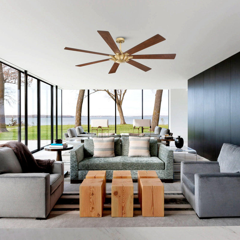 72" Farmhouse DC Motor Brushed Nickel Downrod Mount Reversible Ceiling Fan with Remote Control