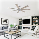 72" Farmhouse DC Motor Brushed Nickel Downrod Mount Reversible Ceiling Fan with Remote Control