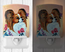Papillon Rose Ceramic Night Light Compact, UL-Certified, Ideal for Bedroom, Bathroom, Nursery, Hallway, Kitchen, 6x4x3, Multicolor