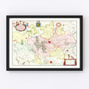 Vintage Map of Brabant, Belgium 1665