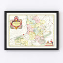 Vintage Map of Limburg, Belgium 1665