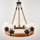 Rustic 6-Light Wagon Wheel Chandelier, Farmhouse Chandeliers