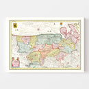 Vintage Map of Flanders & Zeeland Belgium 1665
