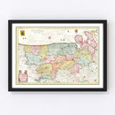 Vintage Map of Flanders & Zeeland Belgium 1665