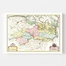 Vintage Map of the Ghent Area of Belgium 1665