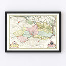 Vintage Map of the Ghent Area of Belgium 1665