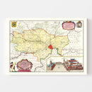 Vintage Map of Ghent, Belgium 1665