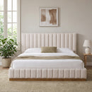 King Size Bed Frame With Linen Upholstery and Solid Wood Base by HouseOfZazla