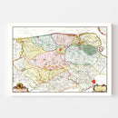 Vintage Map of Bruges & Ghent, Belgium 1665