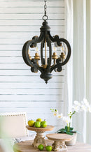 Farmhouse Chandelier, 6 Light Wood Chandelier Pendant Light Fixture With Adjustable Chain For Dining Room Living Room Entryway, Bulb Not Included by HouseOfZazla