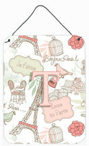 Letter T Love in Paris Pink Wall or Door Hanging Prints CJ2002-TDS1216