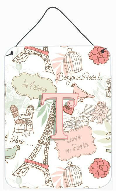 Letter T Love in Paris Pink Wall or Door Hanging Prints CJ2002-TDS1216