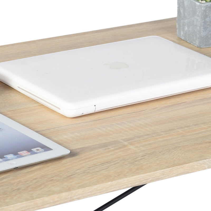 47.2" x 23.6" x 29.6" Metal Frame Home Office Writing Desk - Oak & Black