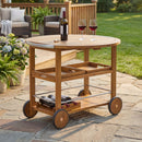 Outdoor Bar Cart With Foldable Tabletop & Removable Trays - Teak by HouseOfZazla