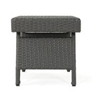 Outdoor Wicker Table With Rectangular Tabletop - Gray