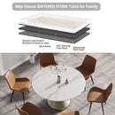 Modern Artificial Stone Round Carbon Steel Base Dining Table, Can Accommodate 6 People by Unique Piece Furniture