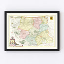 Vintage Map of Ypres, Belgium 1665