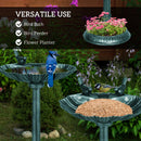 Outsunny 32" Antique Bird Bath with Pedestal Flower Planter Base