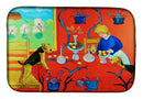 Airedale Terrier with lady in the kitchen Dish Drying Mat – Absorbent, Artistic Kitchen Essentials 7212DDM