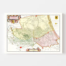 Vintage Map of Veurne, Belgium 1665