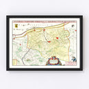 Vintage Map of Mons, Belgium 1665