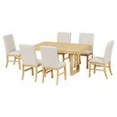 Topmax - 7 Piece Traditional Extendable Dining Table Set With Butterfly Leaf And 6 Upholstered Dining Table Set by HouseOfZazla