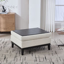 Upholstered Storage Ottoman With Reversible Lid Coffee Table With Rubberwood Legs by HouseOfZazla