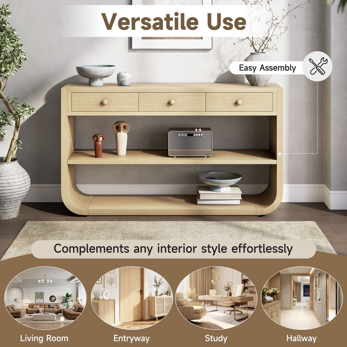 Console Table With 3 Soft Close Drawers & 2 Open Shelves, photo 21 of 40
