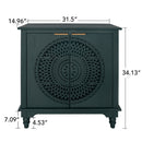 Hollow Carved 2 Door Accent Cabinet With Adjustable Shelf, Sideboard Buffet For Entryway, Living Room Or Bedroom - Blackish Green by HouseOfZazla