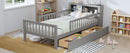 Bed With Headboard Storage Rack, 2 Under Bed Drawers, 3 Side Guardrails For Safety by HouseOfZazla