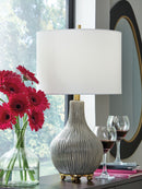 Judlen - Ceramic Table Lamp - Gray / Gold Finish