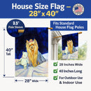 Yorkie House Flag 28x40 Porch Sleeve Pole Decorative Outside Yard Banner Artwork Wall Hanging, Polyester