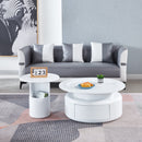 2 Pieces White MDF Round Coffee Table Set for Living Room, Bedroom