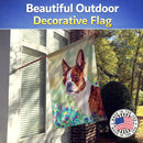 Red and White Boston Terrier House Flag 28x40 Porch Sleeve Pole Decorative Outside Yard Banner Artwork Wall Hanging, Polyester
