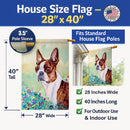 Red and White Boston Terrier House Flag 28x40 Porch Sleeve Pole Decorative Outside Yard Banner Artwork Wall Hanging, Polyester
